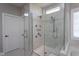 Bathroom showcasing a glass-enclosed shower with multiple shower heads and fixtures at 3209 Star Gazing Ct, Wake Forest, NC 27587
