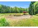 Scenic pond surrounded by lush greenery and vibrant landscaping at 3214 Saddle Club Rd, Mebane, NC 27302