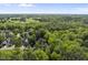 Aerial view showcasing a suburban neighborhood surrounded by lush, green trees at 359 Heather Bluffs Dr, Garner, NC 27529