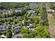 Aerial view of a home in a lush, green neighborhood. Centrally located with plenty of trees at 4210 Falls River Ave, Raleigh, NC 27614