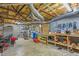 Unfinished basement with exposed beams, utility infrastructure, and storage solutions, ready for customization at 6600(A) Maynard Farm Rd, Chapel Hill, NC 27516