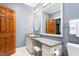 Bathroom featuring a granite vanity area, open door and a toilet at 6600(A) Maynard Farm Rd, Chapel Hill, NC 27516