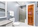 Bathroom featuring glass shower enclosure, toilet, and granite vanity at 6600(A) Maynard Farm Rd, Chapel Hill, NC 27516