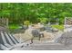 Stone fire pit surrounded by seating, perfect for cozy evenings in a private outdoor space at 6600(A) Maynard Farm Rd, Chapel Hill, NC 27516