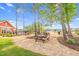 Charming picnic area with picnic tables and shade trees, ideal for outdoor gatherings and Gathering fun at 67 Comfort Ct, Fuquay Varina, NC 27526