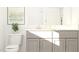 Well-lit bathroom showcasing a vanity with storage, neutral tones, and stylish decor at 1012 Red Roses Ave, Durham, NC 27703