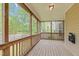 Covered porch offering serene backyard views at 11 Glen Valley Ct, Angier, NC 27501