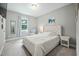 This bedroom has a padded headboard with matching side table and decor at 11808 Venture Oak Way, Raleigh, NC 27613
