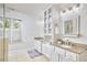 Bright bathroom with double sinks, granite countertops, and plenty of storage at 1203 Queensbury Cir, Durham, NC 27713