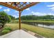 Stunning covered porch overlooking a well-maintained yard and serene water feature at 1305 Chronicle Dr, Durham, NC 27703