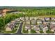 An aerial view displays a well-planned community surrounded by mature trees and natural landscapes at 1320 Abington Dr, Mebane, NC 27302