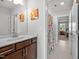 Bathroom with dark wood vanity and tile flooring at 1320 Abington Dr, Mebane, NC 27302