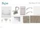 An assortment of bathroom materials is showcased, featuring a tub, vanity, light fixture, faucet, tiles, and flooring at 253 Marvel Dr # 134, Rolesville, NC 27571