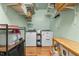 Practical laundry room with modern appliances, storage shelves, and a folding table for added convenience at 342 Mcleod Rd, Broadway, NC 27505
