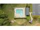 An aerial view showcases the geometrically pleasing community pool and landscaping at 35 Vauxhall Ct, Youngsville, NC 27596