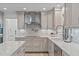 Bright kitchen featuring gray cabinets, stainless appliances, sleek countertops, and modern faucet at 401 Brinkman Ct, Raleigh, NC 27614