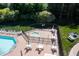 Aerial view of the hot tub and surrounding entertainment area at 4711 Buttonbush Dr, Durham, NC 27712