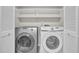 Functional laundry closet complete with washer, dryer, and shelving at 505 Gooseneck Dr # A1, Cary, NC 27513