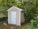 Outdoor storage shed surrounded by mature trees and greenery at 5420 Royal Troon Dr, Raleigh, NC 27604