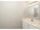 Cozy bathroom featuring a sink with vanity, stylish mirror, and great lighting at 6011 Winterpointe Ln # 205, Raleigh, NC 27606
