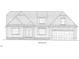 A sketch showcasing the design and layout of the exterior with a garage and dormer windows at 65 Sanders Farm Dr, Smithfield, NC 27577