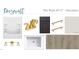 Secondary bathroom finishes include vanity with hard surface top, shower-tub, gold lighting and wood look flooring at 708 Compeer Way # 27, Rolesville, NC 27571