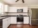 This well-equipped kitchen offers stainless steel appliances, white cabinets, and stylish dark countertops at 81 Sallie Dr, Smithfield, NC 27577