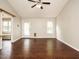 Spacious living room featuring hardwood floors, light gray walls, and ceiling fan at 81 Sallie Dr, Smithfield, NC 27577