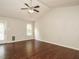 Spacious living room featuring hardwood floors, light gray walls, and ceiling fan at 81 Sallie Dr, Smithfield, NC 27577