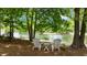 Tranquil lake view from a peaceful seating area under mature trees at 116 Hibiscus Dr, Clayton, NC 27527