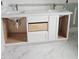Bathroom vanity with double sinks and stone countertops is being installed at 15 Independence Dr, Smithfield, NC 27577