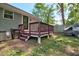 Exterior view of the raised wooden deck with access to the backyard at 1708 S Alston Ave, Durham, NC 27707