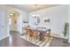 Spacious dining room with hardwood floors, stylish chandelier and modern decor at 19 Sangre De Cristo Dr, Durham, NC 27705