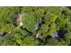 Aerial view of the home situated within lush green trees, highlighting its neighborhood setting and tranquil location at 202 Homestead Dr, Cary, NC 27513