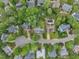 Aerial view of a residential area, highlighting the serene neighborhood layout and lush greenery at 206 Wagon Trail Dr, Cary, NC 27513