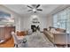 Comfortable living room with a fireplace and neutral decor at 206 Wagon Trail Dr, Cary, NC 27513