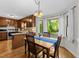 Cozy dining area with wood table, chairs, and a large window overlooking the backyard at 2908 Bolo Trl, Raleigh, NC 27615