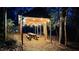 Cozy outdoor pavilion featuring a picnic table and ambient string lights for delightful outdoor gatherings at 300 Rabbit Run, Pittsboro, NC 27312