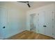 Neutral bedroom with wood floors, double closets, and an attached bath at 3004 Eden Harbor Ct, Raleigh, NC 27613