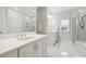 Bathroom with dual sink vanity, and marble shower at 304 Channel Cove Dr, Holly Springs, NC 27540