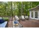 Outdoor deck is the perfect spot for relaxing, with comfortable seating and tranquil forest views at 308 Hassellwood Dr, Cary, NC 27518