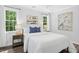 Bright bedroom featuring hardwood floors, light walls and two windows for lots of natural light at 308 Hassellwood Dr, Cary, NC 27518