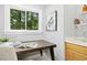 Cozy home office area with a desk, window and storage space at 308 Hassellwood Dr, Cary, NC 27518