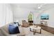 Bright living room features modern decor, wood floors, and lots of natural light, creating a cozy and inviting atmosphere at 308 Hassellwood Dr, Cary, NC 27518