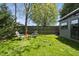 Green backyard featuring mature trees, well-maintained grass, and outdoor seating, perfect for relaxation and entertaining at 310 Georgetown Rd, Raleigh, NC 27608