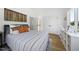 Bright bedroom features a comfortable bed, modern art, and natural light, offering a serene living space at 310 Georgetown Rd, Raleigh, NC 27608