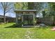 Stylish backyard outbuilding with a modern design, sliding glass doors, and surrounding green space at 310 Georgetown Rd, Raleigh, NC 27608