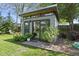 Modern outbuilding with sleek gray exterior, glass doors, and surrounding landscaping in a well-kept backyard at 310 Georgetown Rd, Raleigh, NC 27608