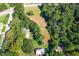 Aerial view of a home, land and outbuildings surrounded by lush greenery at 3521 Banks Rd, Raleigh, NC 27603