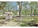 Picturesque backyard featuring mature trees, well house and providing ample space for outdoor activities at 3521 Banks Rd, Raleigh, NC 27603